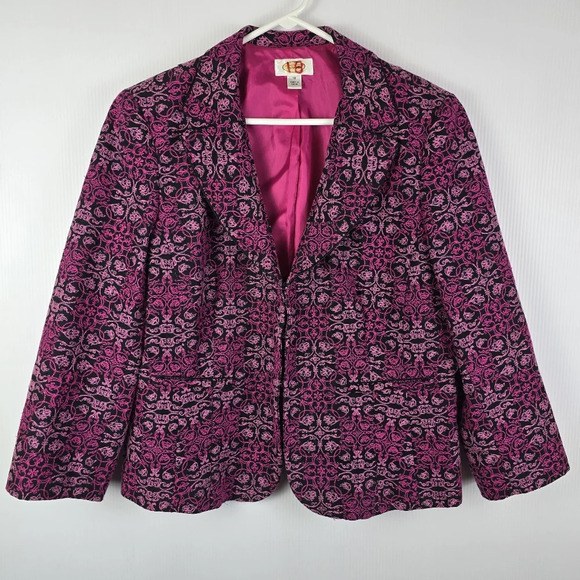 Talbots Women's Pink and Black Brocade  Fully Lined Hook and Eye Closure Size 18 - Picture 1 of 12